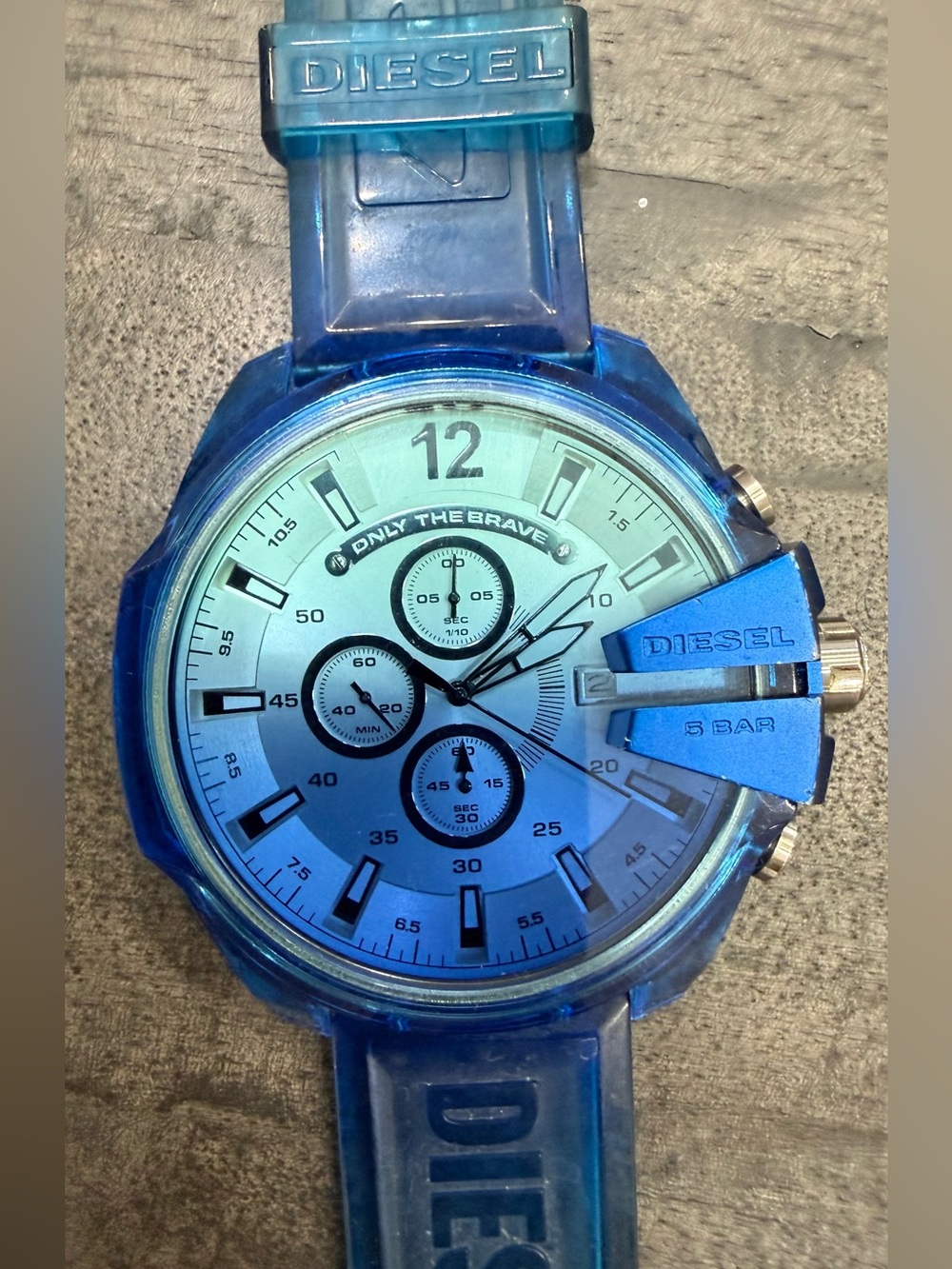 Diesel Blue Translucent Chronograph Watch/Battery not included.